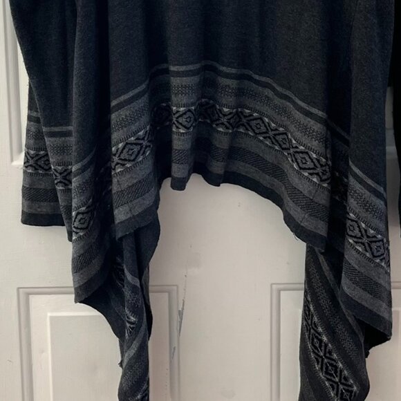 Eddie Bauer Gray Aztec Water-Fall Open-Front Sweater Sz Med - Picture 6 of 11
